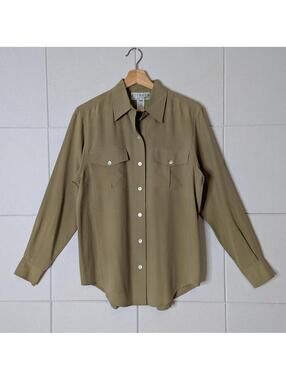 Vintage 90s Talbots oversized silk pocket blouse